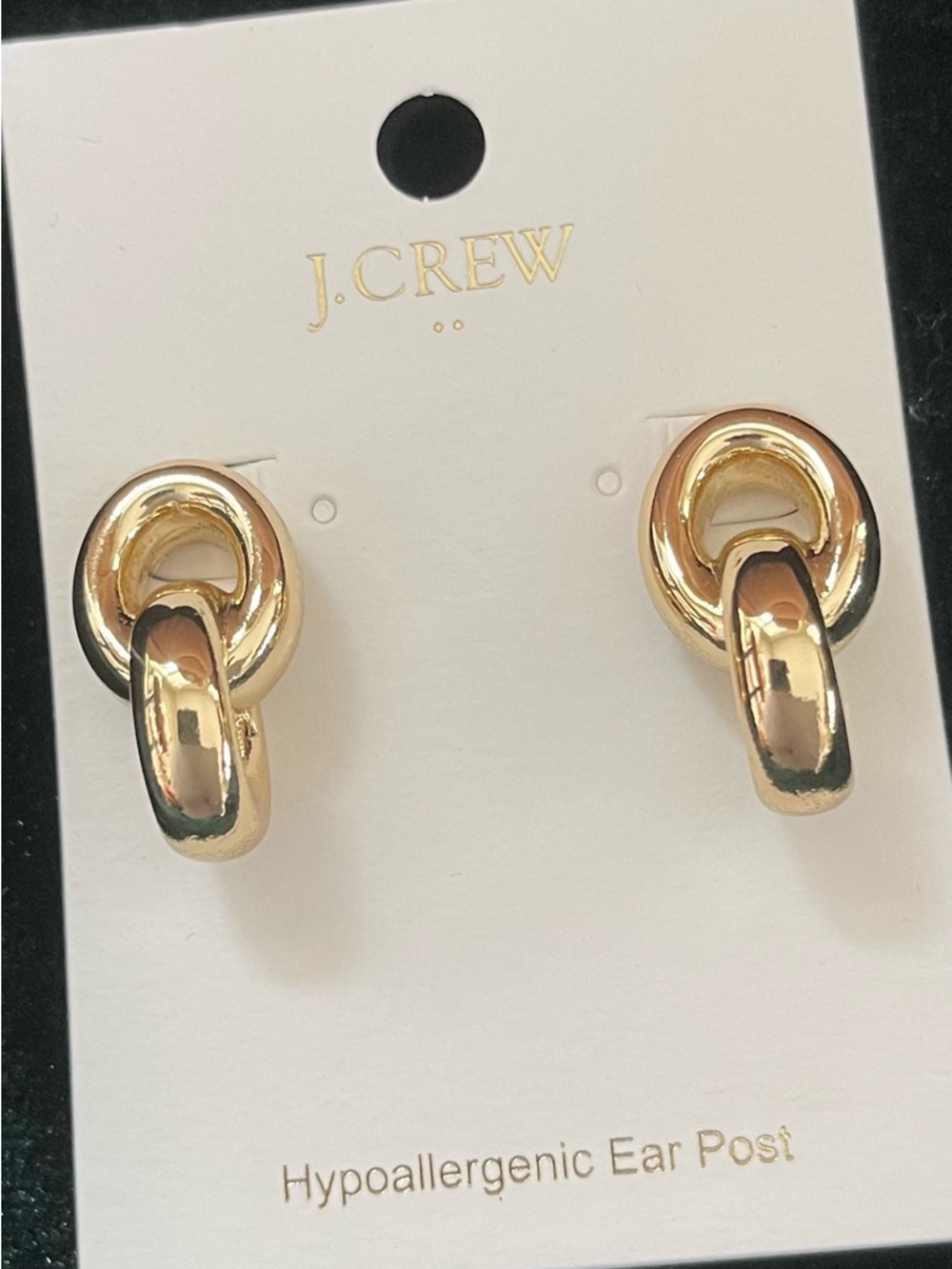 J. Crew Shiny Goldtone Double Link Earrings